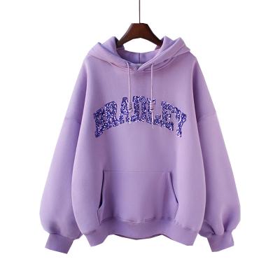 China Breathable Fleece Plus Size Hoodies Soft Heavy Zipper Women Custom Logo Sequins Print Fashionable Oversized Hoodies for sale