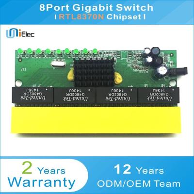 China 1000Mbps Ethernet 1000M RTL8370 Giga Port Unmanaged Switch PCBA LACP RTL8370N 8 Gigabit OEM ODM Custom Board for sale