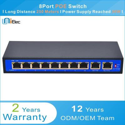 China Port POE IP178+IP175 8 POE Ethernet Network Switch With PCBA Long Distance 250 Meters OEM Custom ODM 100Mbps for sale