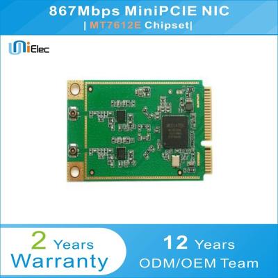 China Custom MTK MT7612 2x2 21dbm 5GHz 802.11ac/n/a 867Mbps MT7612E MiniPCIE support omnipeek NIC PCBA ODM OEM WiFi Board U7612E-F1 for sale