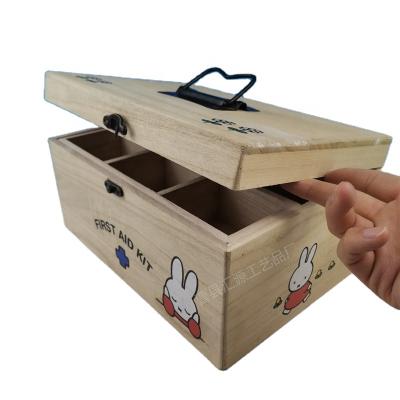 China Europe Custom First Aid Wooden Box Family Wooden Kit Medicine Home Storage Box For Factory Wholesale for sale