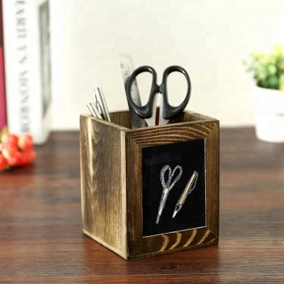 China Rustic Torched China Pen and Pencil Holder with Chalkboard Front for sale