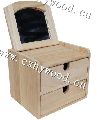 China Cheap Unfinished Wooden Small Jewelry Trinket Box With Mirror for sale