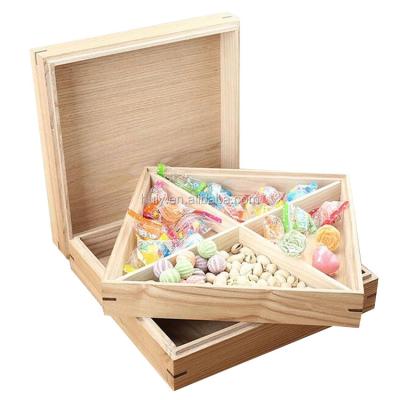 China Handmade Wholesale Two Layer Solid Wood Candy Box Nuts Tray Box for sale