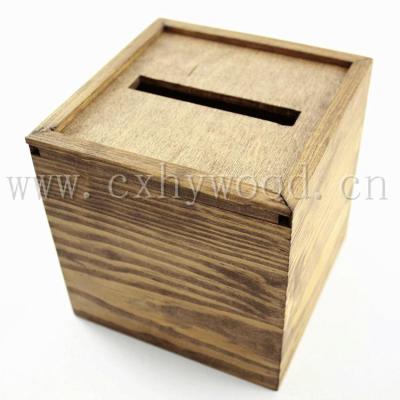 China Handmade Collection Box 5x 5x 5 Voter Urn Fundraiser Wedding Church Donation Comment Box Stained Special Walnut for sale