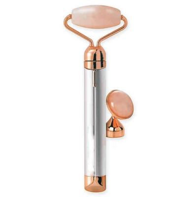 China Micro Vibrating Face Roller And Genuine Rose Quartz Facial Massager Roller for sale