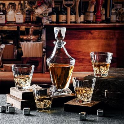 China Wholesale Single Contemporary STOCK 5 /7 Piece Bourbon Whiskey Crystal Like Decanter Set For Barware Collection for sale