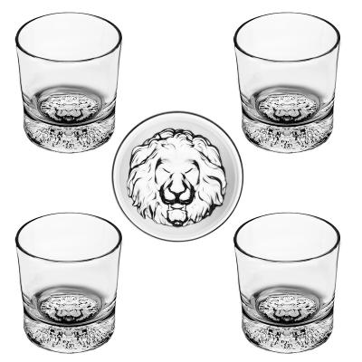 China Factory Wholesale CURRENT Custom 310ml Bottom LION Animal Head Shot Glass Animal Glass Mug With Free Sample for sale