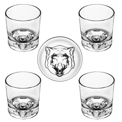 China Factory CURRENT Wholesale Custom 310ml Bottom Wolf Animal Head Shot Glass Animal Glass Mug With Free Sample for sale