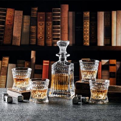 China Stocked 5/7 Piece Whiskey Decanter Set with Glasses for Men and Women for Vodka Wine Whiskey Liquor Bourbon Christmas Gift for sale