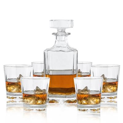 China STOCK Crystal Whiskey Decanter Lead Free Set 25 oz and Glass 7 PC Set 6-12 oz. Old fashioned double tumblers for whiskey, liquor for sale