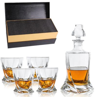 China Crystal Clear Twist Decanter Set Lead Free High Quality Twist Decanter Set for sale