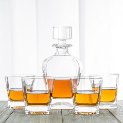 China Wholesale Stocked NOVARE Plain Crystal Whiskey Decanter Set of 700ml Round for sale