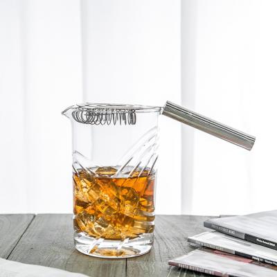 China ACTION Hand-Cut Crystal Mixing Glass Professional Solid Seamless Lead Free Pitcher for Opening Cocktails Glass for sale