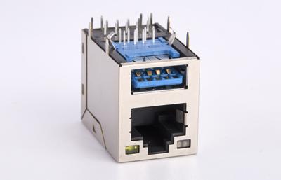 China Vorsprung 2X1 herauf einzelnen Hafen USBs RJ45 JACK mit internem Magnetics-Transformator TM611Q31ARX-3.0 zu verkaufen