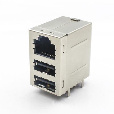 China Modulares Verbindungsstück RJ45 USB mit Doppelusb 2,0 kein Transformator TMRJUSB2EXX12 zu verkaufen