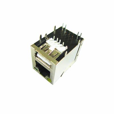 Cina Singolo USB 2.0 RJ45 Jack modulare del porto schermato con il LED TMRJUSB1EX111 in vendita