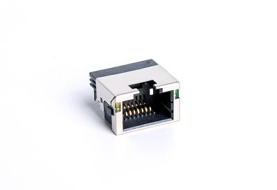 China Vertical Rj45 Pcb Socket With LED Y/G LCP Black UL94V-0 TM58D811EX115 for sale