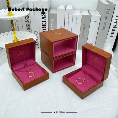 China Travel Durable Small Box PU Jewelry Storage Box Wholesale Leather Pink Leather Jewelry Box for sale