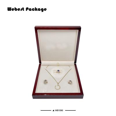 China Webest fashionable wooden package jewelry box custom logo ring necklace earring bracelet set packaging for sale