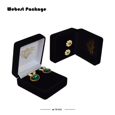 China Webest Newest Black Flocking Velvet Jewelry Packaging Box Wholesale With Customized Logo for sale