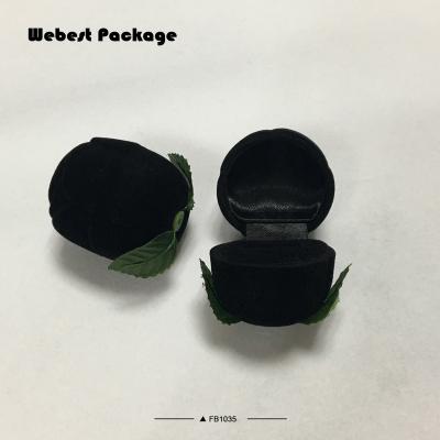 China Webest durable package good quality black flocking flocked box velvet box rose jewelry ring box with logo for sale