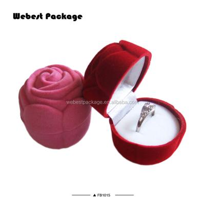 China Webest Mini Wedding Eco-friendly Pink Flower Shaped Velvet Rose Small Jewelry Box Ring Velvet Flower Box for sale