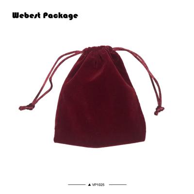 China Webest Recyclable Jewelry Pouches Custom Small Silk Velvet Packaging Pouch Logo In Red for sale