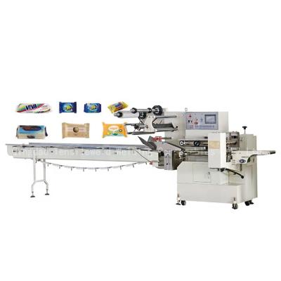 China Small Food Maker Semi Automatic Box Film Cellophane Wrap Cosmetic Flow Packing Machine for sale