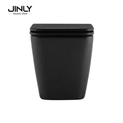 China Certificate Double-flush ceramic hanging toilet export to Netherlands and Italy CE , matte black color wall hung toilet for sale