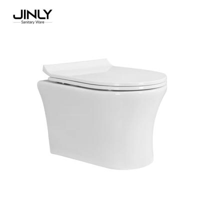 China Economical Modern Rimless Europe Design Double-Flow Ceramic Bathroom Down Wash Wall Hung Toilet Mounts In One Piece for sale