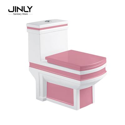 China Hot Washdown Double-Flow Double Flush One-Piece Color WC Ceramic Toilet Pink for sale