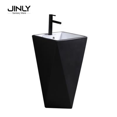 China Modern Small Pedestal Sanitary Sink Flower Shape Pedal Basin Furniture Beauty Washroom Hand Wash Basin for sale