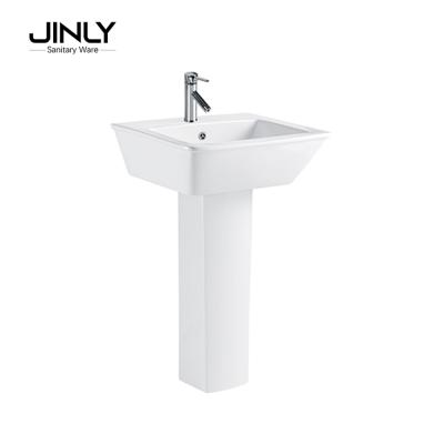 China Square Full Pedestal Modern Modern Wash Basin Bathroom Ceramic Basin With Full Pedestal for sale