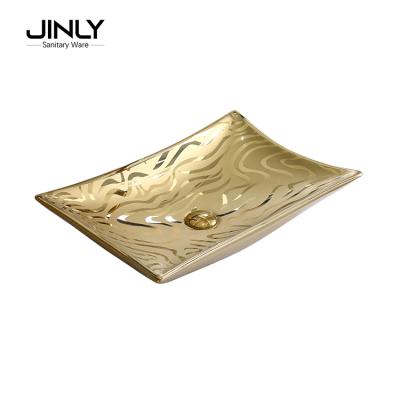 China Wholesale Modern European Style Art Basin Fashion Gold Factory Hotel Project Hotel Project Rectangular Toilet Sink for sale