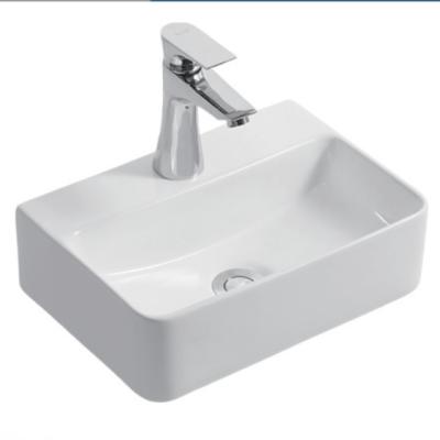 China Modern Luxury Modern Style Rectangular White Ceramic Wall Hung Bathroom Art Basin Sinks Lavatory for sale