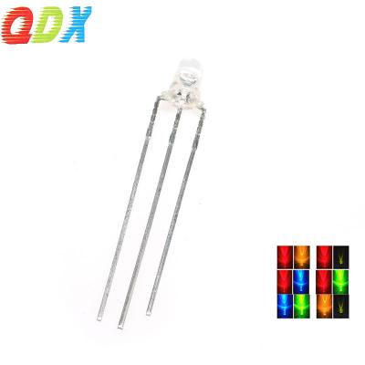 China WhiteTwo Color Water Led 3mm Bicolor Clear Lens 3v 2v 3 Pins Green Blue Yellow Red 3mm Led Dip Emission In Diode1000pcs/bag for sale