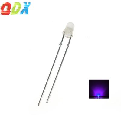 China Light emitting diode factory sales low power consumption 3mm white hair purple 365nm round head straight plug-in 3mm lamp beads led light1000pcs/bag for sale