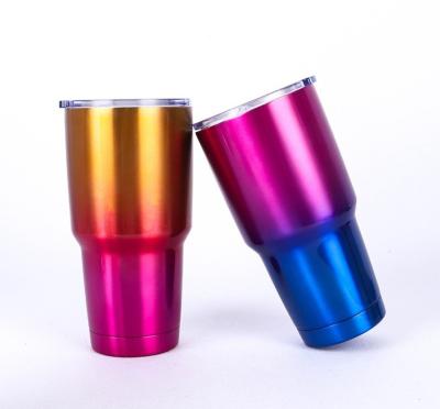 China Viable Insulated Wine Tumbler Double Wall Stainless Steel Sublimation 30oz Car Vacuum Tumbler With Sliding Lid And Straw for sale