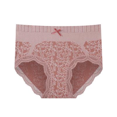 China Women's Large Size Girl's Lace Cotton Underwear Sexy Middle Abdominal Crotch Hip Lifting Underwear for sale