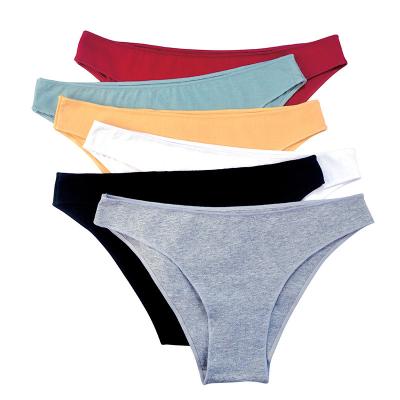 China Good Cotton Solid Color Medium Waist Women's Underwear Large Triangle Viable Simple Elastic Sexy Underwear for sale