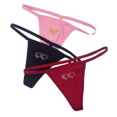 China Sustainable foreign trade double layer cotton bikini women's sexy t-pants ribbon low waist underwear t-pants for sale