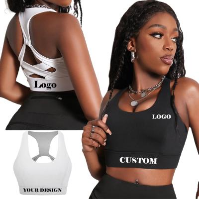 China Wholesale Custom Breathable New Design Sports Yoga Naked Top Fitness High Impact Sports Push Up Women's Sports Backless Bra With Logo for sale