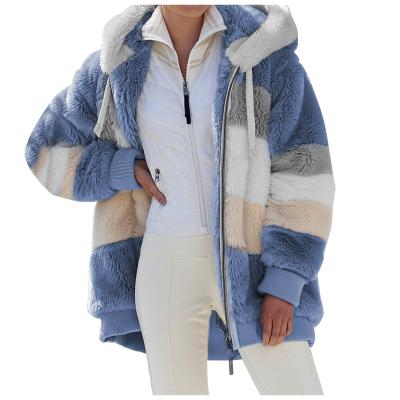 China Dropshipping Viable Casual Loose Plush Hood Winter Coat Fashion Coat Plus Size Women's Coats for sale