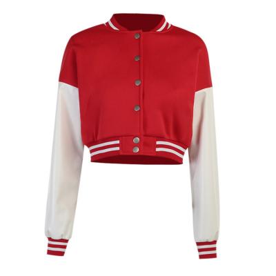 China Jackets 2021 Crop Sleeve Bomber Long Coats Custom Cropped Softball Womens Baseball for sale