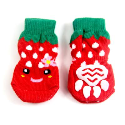 China Pet Stocked Christmas Sock Cute Cartoon Print Dog Sock Anti Slip Pet Cat Dog Sock for sale