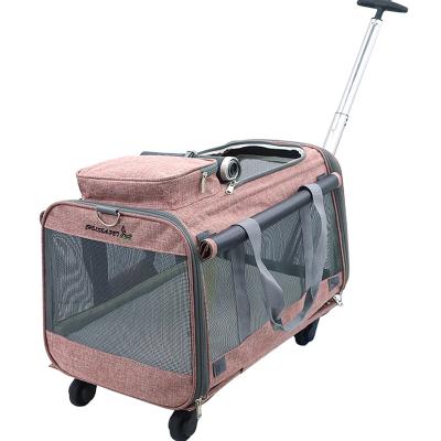 China Detachable Universal Dog Bag Folding Wheel Trolley Travel Pet Multifunctional Stored Bag for sale