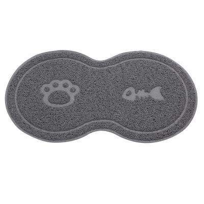 China Hot Selling Stocked 8 Shaped Waterproof Non-slip Cat Litter Box Mat, Stabilized Pet Feeds PVC Cat Mat for sale