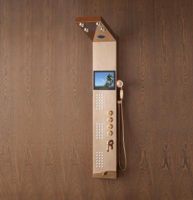 China Modern Best Selling Gold Color Thermostatic Bamboo Shower Panel for sale