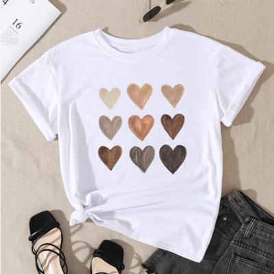 China New Couples Anti Wrinkle Love T-shirt Printing Crewneck Cotton Short Sleeve T-shirts for sale